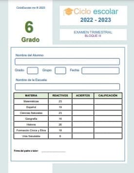 Examen Trimestral Sexto grado Bloque 3 2022-2023