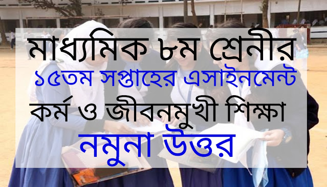 মাধ্যমিক ৮ম শ্রেনীর কর্ম ও জীবনমুখী শিক্ষা ১৫তম সপ্তাহের  এসাইনমেন্ট উত্তর ২০২১ | Secondary class 8 work and life oriented 15th week assignment answer 2021