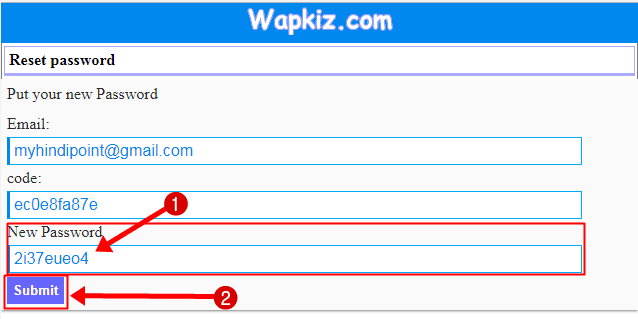 Wapkiz Reset Password