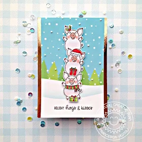 Sunny Studio Stamps: Hogs & Kisses Frilly Frame Dies Merry Mice Dies Santa Claus Lane Winter Themed Holiday Card by Franci Vignoli