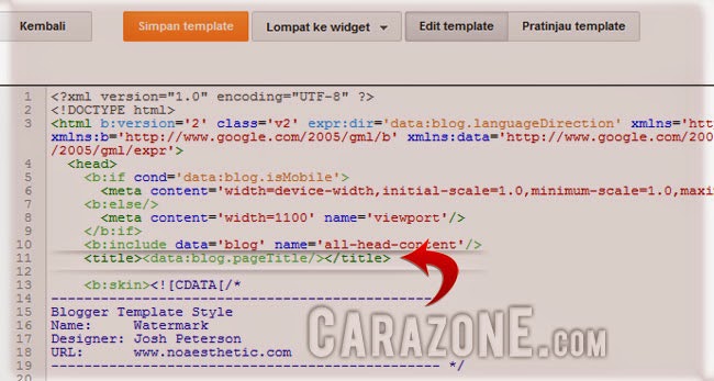 Cara Memasang Title Tag Pada blogspot