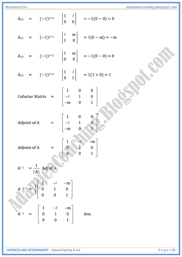 matrices-and-determinants-exercise-4-4-part-i-mathematics-11th