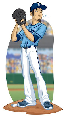 Tampa Bay Rays pitcher Danny Moore illustrations using Illustrator