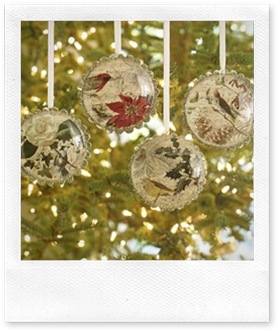 bird decoupage christmas ornament