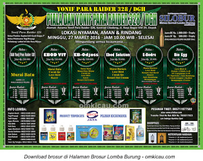 Lomba kicau burung Depok Piala Dan Yonif Para Raider 328. 27 maret 2016