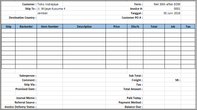 Download Contoh Invoice Faktur Nota di Excel - Belajar Excel
