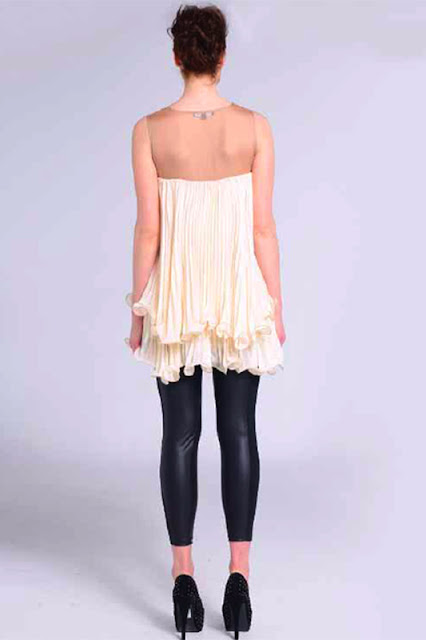 Naomi Tsukishima Cream Floaty Ruffle Party Dress Back