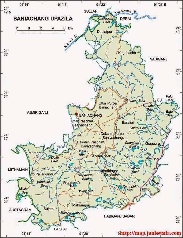 baniachang upazila map of bangladesh