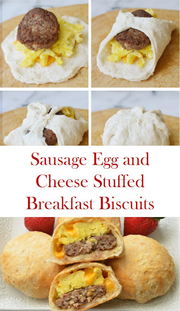 Sausage Egg and Cheese Stuffed Breakfast Biscuits