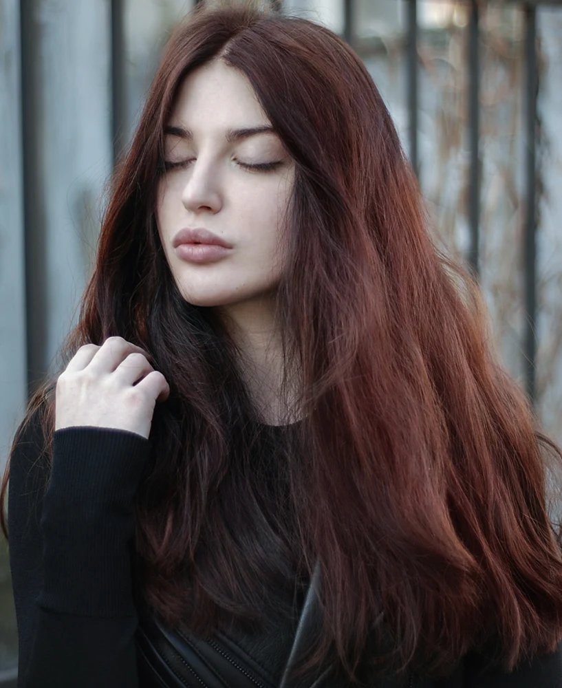 beautiful woman with a  long, Chestnut Brown Hair Color