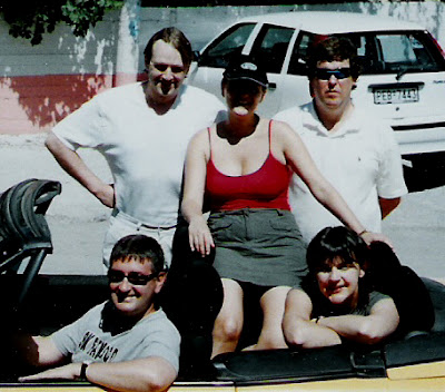 The Dream Team outside the Bali Star Hotel in Crete 2003