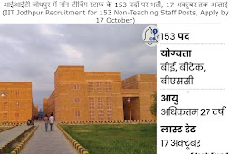 आईआईटी जोधपुर में नॉन-टीचिंग स्टाफ के 153 पदों पर भर्ती, 17 अक्टूबर तक अप्लाई (IIT Jodhpur Recruitment for 153 Non-Teaching Staff Posts, Apply by 17 October)