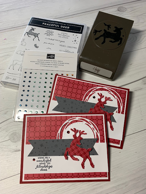 Stampin' Up! Stamp Set and Dies used to create this Deer-Themed Christmas Card using Peaceful Deer Bundle