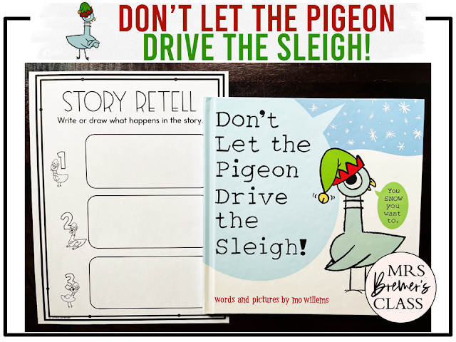 Don't Let the Pigeon Drive the Sleigh book activities unit with literacy printables, reading companion activities, lesson ideas, and a craft for Kindergarten and First Grade