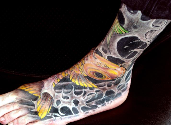 Japanese Koi Fish Foot Tattoo Picture 2