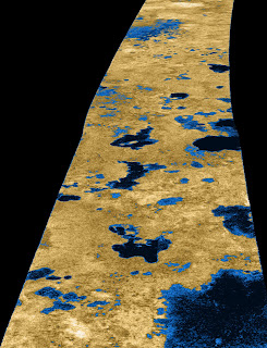 Radar image of the Titan surface taken on 22 July 2006 from Cassini probe – NASA / JPL / USGS