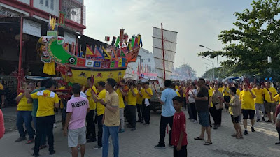 Polres Tanjung Balai Lakukan Pengamanan Ritual Bakar Reflika Kapal Tongkang