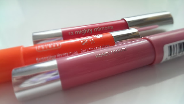 A close up of the 3 lip crayons