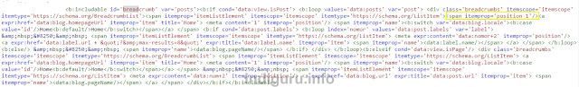 Corrected Breadcrumbs Code in Blogger