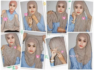 Foto Tutorial Cara Pakai Hijab Modern Syar'i