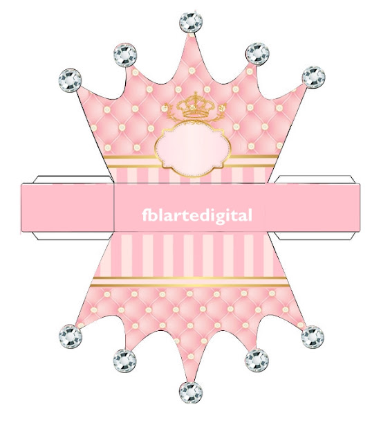 Golden Crown in Pink: Free Printable Crown Shaped Box