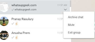 how to archive chat, Exit and mute groups in whatsapp web 