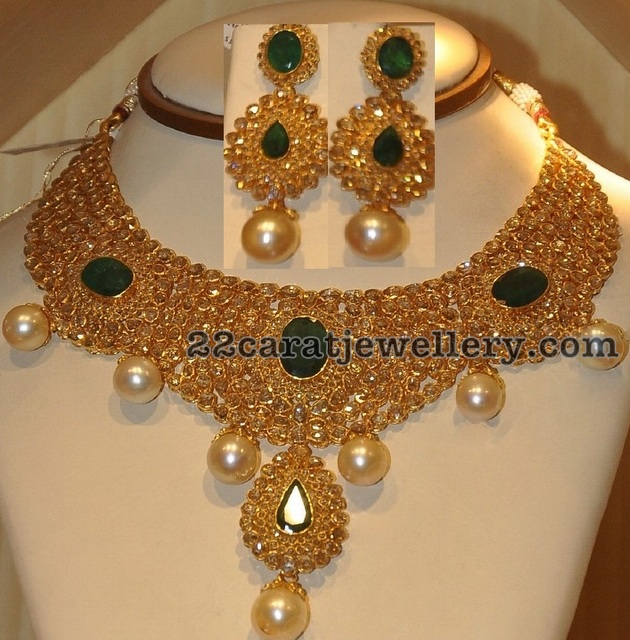 Heavy Uncut Necklace and Earrings