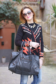 balenciaga work bag, aztec cardigan, Fashion and Cookies, fashion blogger