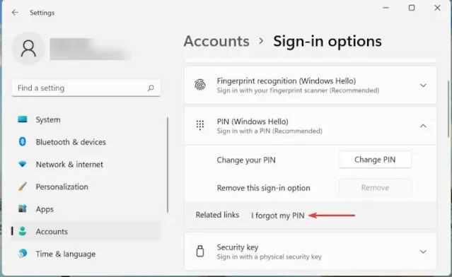 طريقة إزالة رمز PIN في نظام التشغيل Windows 11