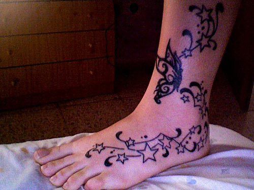 Beautiful butterfly ankle and foot tattoo idea