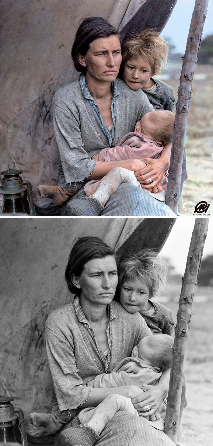 Digital Artist Colorizes The Last Heartbreaking Pictures Of A 14-Year-Old Polish Girl In Auschwitz - Migrant Mother