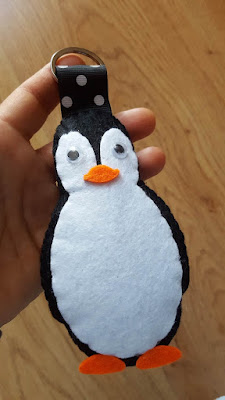 Felt penguin key chain