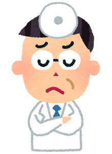 医者の表情のイラスト「悩んだ顔」