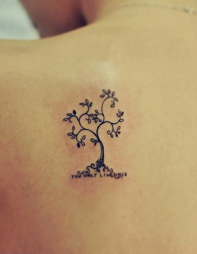Full Tree Tattoo On Women Back, Women With Tree Tattoo On Back, Women Back Tree Design Tattoo, Women Back No Fruit Tree Leaves Tattoo, Women, Men, Parts, Flower,