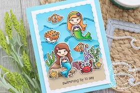 Sunny Studio Stamps: Magical Mermaids, Best Fishes, Catch A Wave Dies & Fancy Frames Summer Themed Card by Juliana Michaels