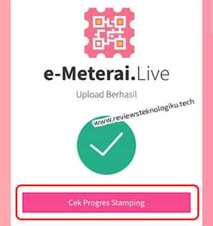 proses upload dokumen emeterai.live berhasil