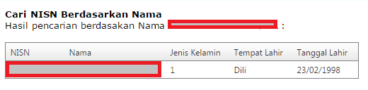 gambar hasil pencarian NISN Siswa berdasarkan Nama