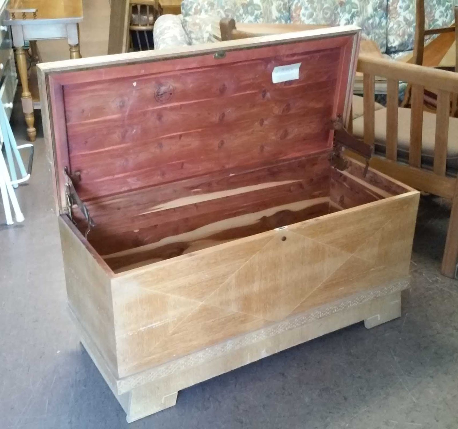 UHURU FURNITURE & COLLECTIBLES: SOLD Roos Limed Mahogany Cedar Chest - 