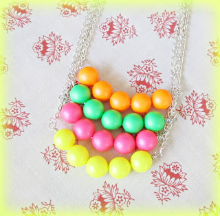 image neon fluoro bar necklaces silver orange yellow pink green two cheeky monkeys