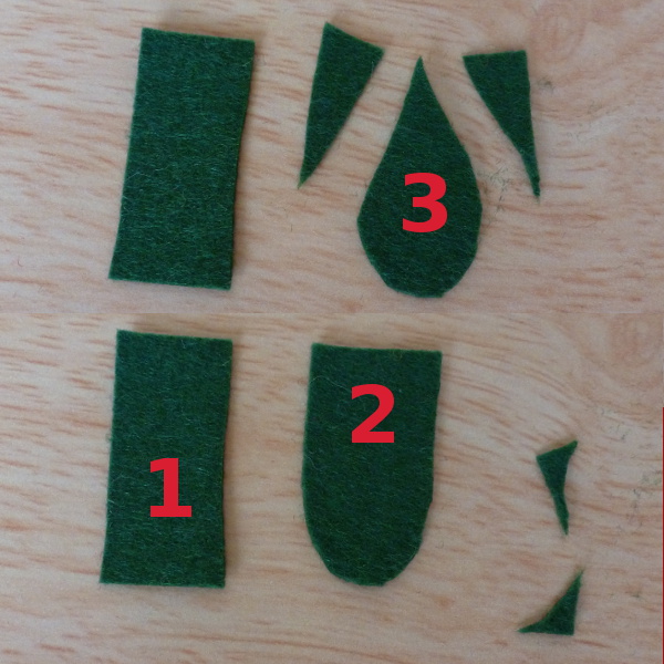 Cutting rectangles into green leaf shapes