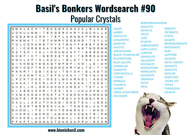 Brain Training with Professor Basil #90 Popular Crystals Wordsearch Wordsearch 90 @BionicBasil® Downloadable Puzzle Fur Purrsonal Use Only