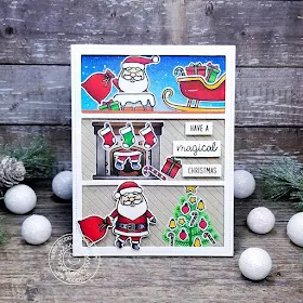 Sunny Studio Stamps: Santa Claus Lane Frilly Frames Dies Comic Strip Everyday Dies Holiday Card by Ana Anderson