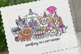 Sunny Studio Stamps: Party Pups Woofing Happy Birthday Card by Juliana Michaels