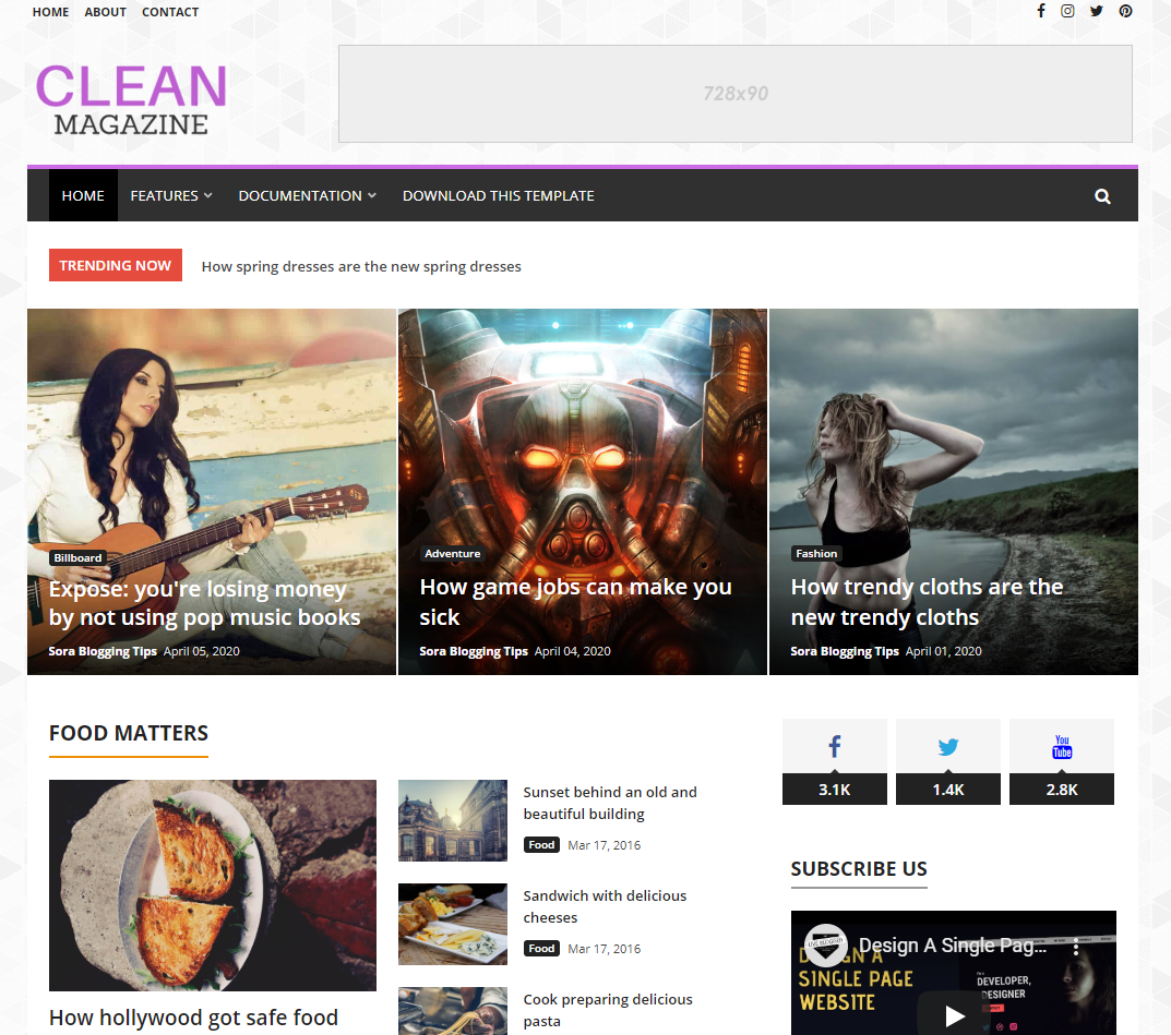 CleanMagazine Blogger Template