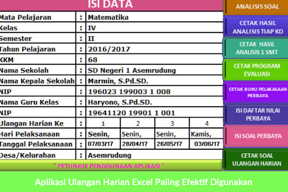 Aplikasi Ulangan Harian Excel Paling Efektif Digunakan