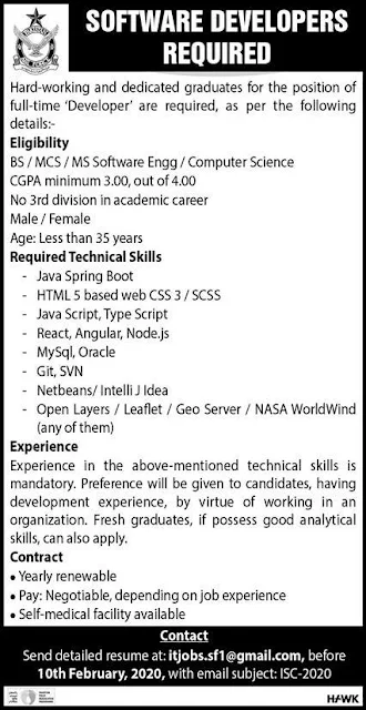 Pakistan Air Force Software Developers Jobs 2020