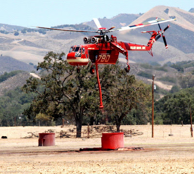 Type 1 (heavy) helicopter reloading retardant at Zaca Fire helibase. Credit: Mike Ferris - U.S. Forest Service