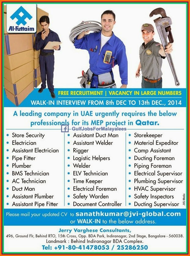 Free job Recruitment for UAE & Qatar