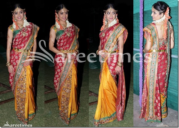Poonam Kaur In Half And Half Bridal Silk Saree Sareetimes