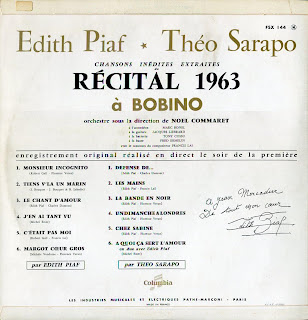 Edith Piaf & Théo Sarapo - Récital Bobino 1963 - France - 1963 - Back